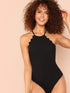 Scallop Edge Halterneck Bodysuit